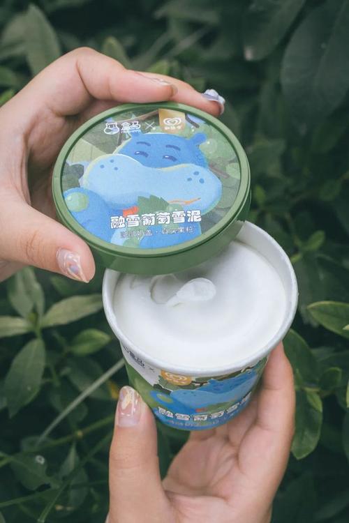 第二款 融雪葡萄雪泥依旧来自盒马,绿色小盒包装的密封性很优秀,盒盖