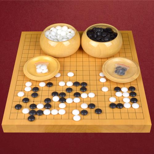 云扁汉白玉石双面围棋棋具套装 新榧独木棋罐 榧木棋盘黑白棋子主图