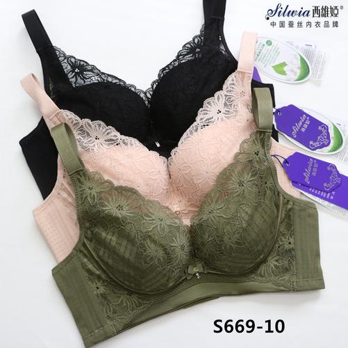 21春夏款西维娅s669-10中厚杯文胸软钢圈桑蚕丝四排扣调整型内衣