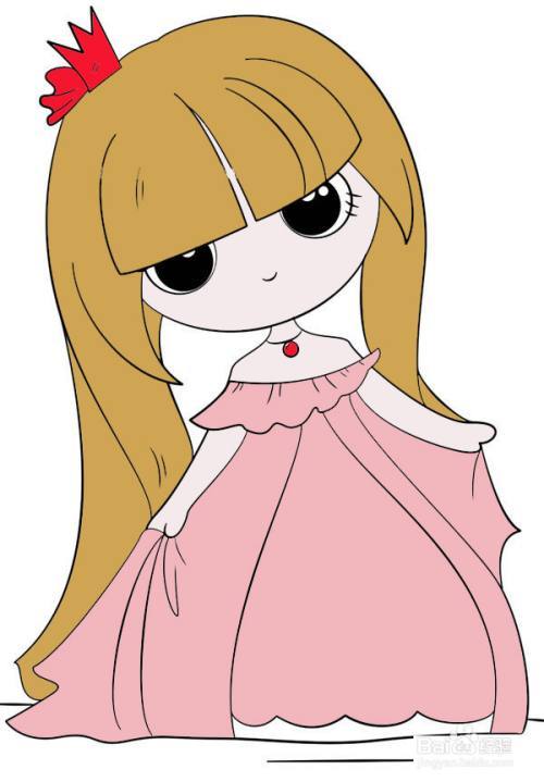 金发可爱小公主的简笔画