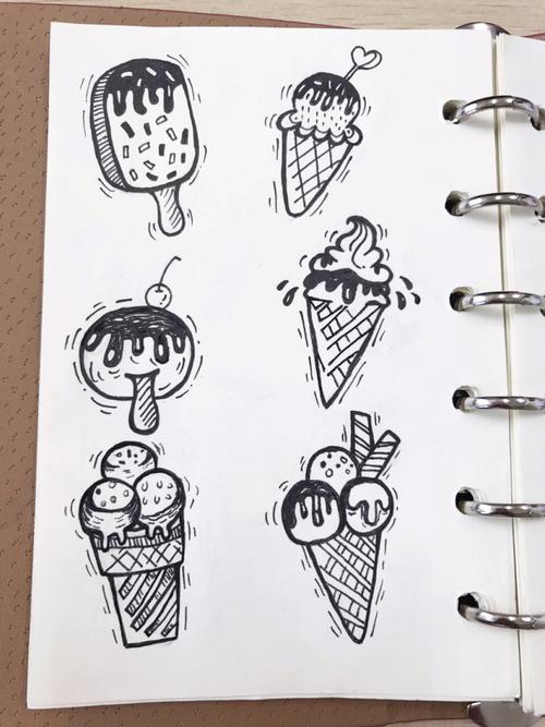 手绘黑白手帐素材