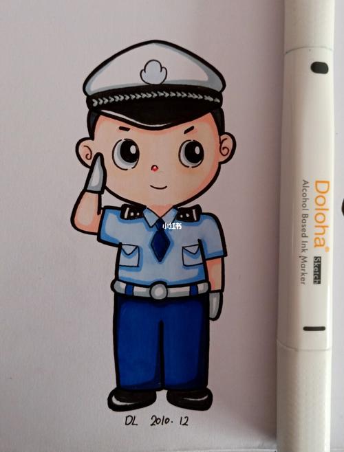 简笔画 单个人物 警察_马克笔_简笔画_高光笔_画个简笔画_文化_绘画