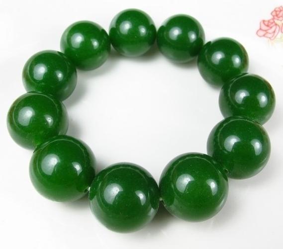 购客玉翡缘菠菜绿和田玉碧玉手链玉质油润丰盈色泽碧绿玉石玉手链易购