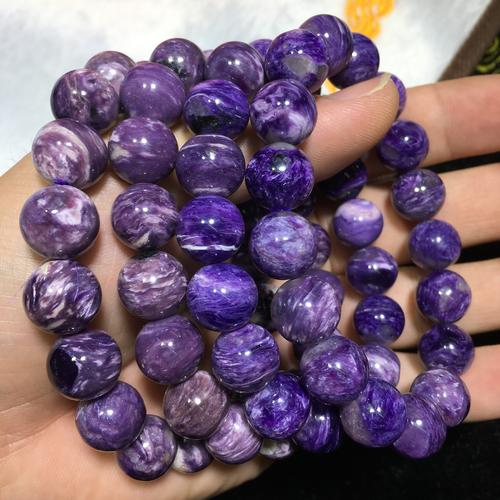 紫龙晶圆珠手链 料质细腻紫色纹路清晰 紫龙晶单圈手串 厂家批发