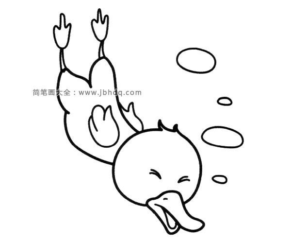 小鸭子捉鱼_小鸭子简笔画-简笔画大全