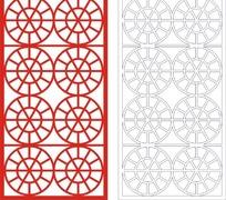 红色中式圆形图案窗格 镂空花纹