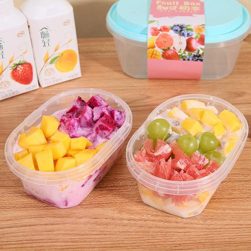 500ml千层蛋糕盒子椭圆形透明塑料食品网红水果捞果切盒子包装盒