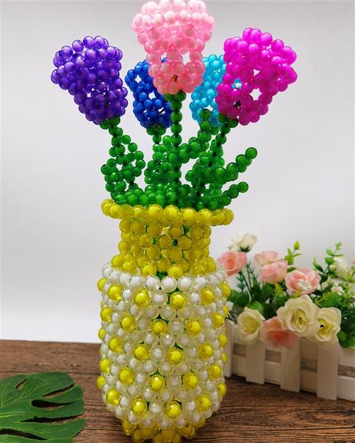 手工串珠大口颈转珠花瓶青花瓷家居饰品桌面摆件散珠子成品材料包