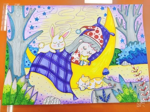 睡梦中小女孩_绘画_文化_绘画