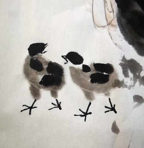 在北京朝阳区农民书画研究会水族专修班授课母鸡和小鸡画法—4(2019