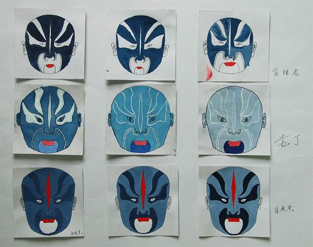 色彩构成作业图-脸谱色彩的对比