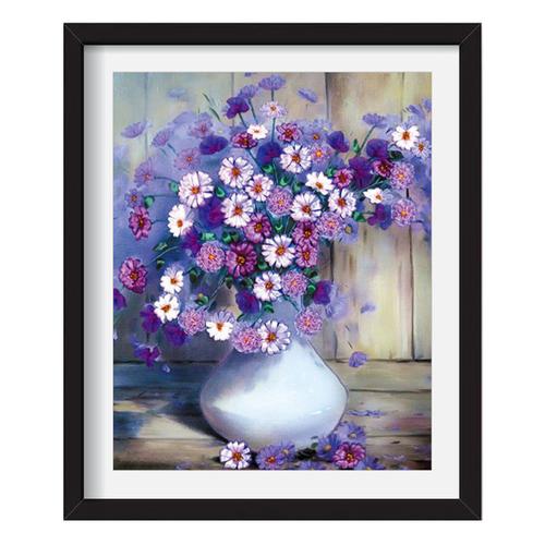 钻石画紫色小雏菊满钻餐厅卧室钻石绣全贴魔方圆钻点钻十字绣