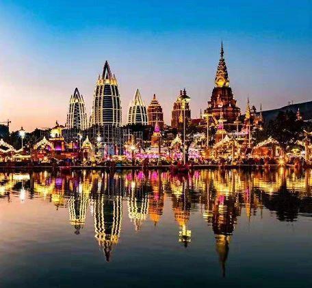 千亩傣寨上的缅桂花告庄西双景达兰广场综合体