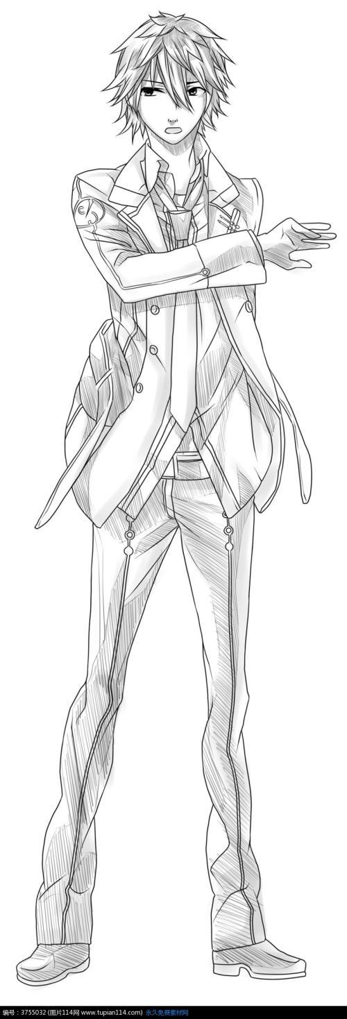 卡通人物简笔画男孩帅气图片大全12张动漫卡通图片0335提供最全的帅气