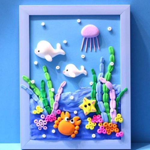 购客鸣鸾黏土超轻无毒圣诞节创意相框画手工粘土diy材料包人偶立易购