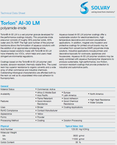 索尔维solvay pai torlon ai-30 lm原厂英文物性表