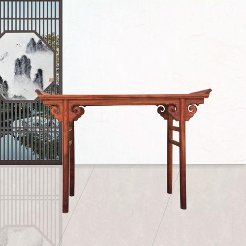 苏作明式缅甸花梨木(大果紫檀) 卷云纹翘头案 条案 明清家具