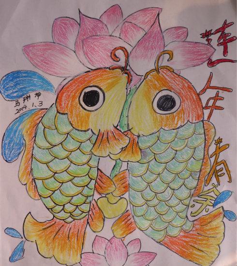 不同孩子画的儿童画连年有余,看看哪个孩子们画得好