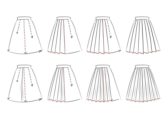 服装设计_褶裙_手绘_半身裙_裙子_开衩_荷叶边_手帕_蘑菇_萝卜_时尚