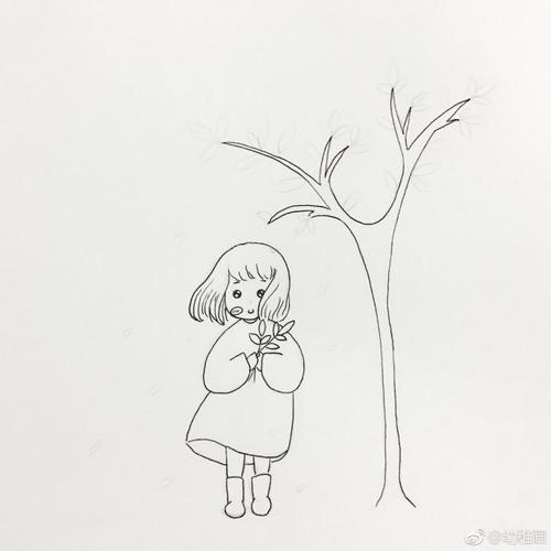 风中的小女孩简笔画