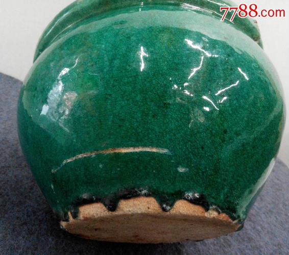 绿釉石湾窑老花盆[水缸]