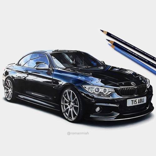 马克笔彩铅画超写实跑车