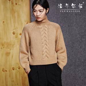 手工编织粗线毛衣女图片