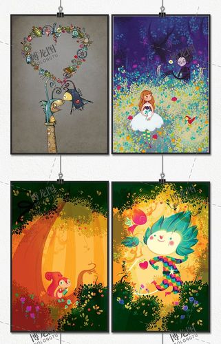 a414 国外装饰画手绘插画卡通漫画儿童画绘画本临摹参考图片素材-t
