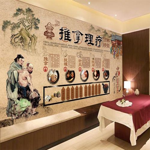 理疗中医推拿壁纸中医特色养生背景背景墙墙纸拔罐定制壁画