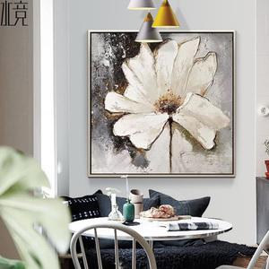 手绘油画餐厅北欧装饰画抽象花现代简约样板房客厅 span class=h>玄关