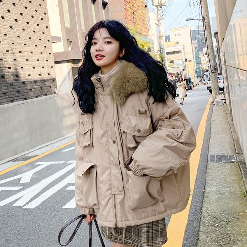 棉衣女韩版宽松ins港风冬季加厚外套派克服短款工装