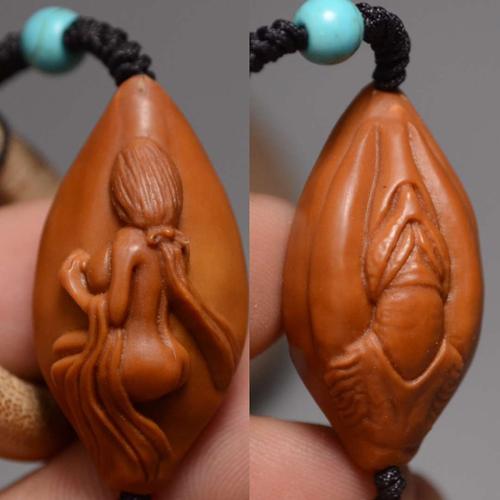 橄榄核雕刻美人出入平安挂件手串纯手工生命之源手把件文玩核雕