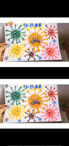 气泡膜,剪刀,画纸,棉签,水粉颜料若干!