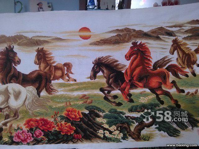 成品八马骏图 纯手工十子绣,底价出售!
