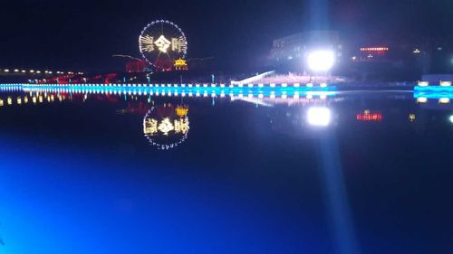 德令哈:美丽的巴音河夜景.