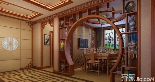 隔断效果图采用的就是十分明显中中式风格中融合了我们西式家具简约