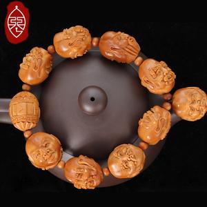 陆小琴核雕橄榄核手串双面十八罗汉头 工作室纯手工雕刻精品文玩