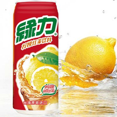 台湾地区进口绿力柠檬味红茶饮料480ml罐