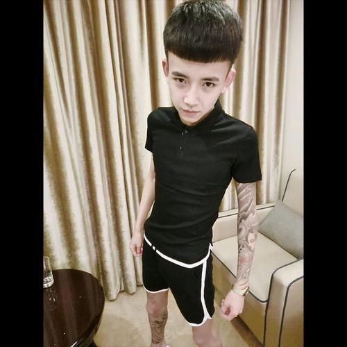 快手红人赵中阁同款休闲运动套装上衣短袖polo衫短裤运动套装男装