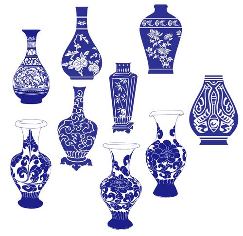青花瓷瓶子贴纸中国风客厅屏风柜子办公室幼儿园教室装饰布置墙贴