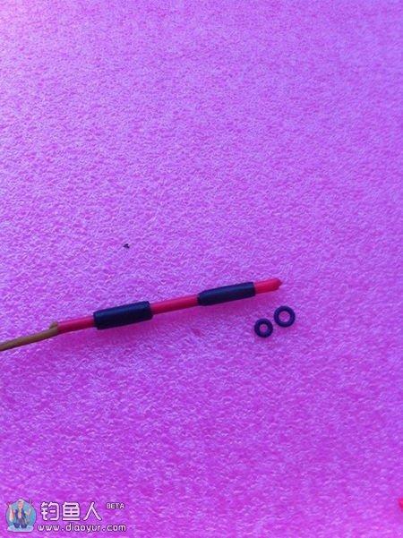 传统长竿皮筋固定环钓线的制作及手竿加固法