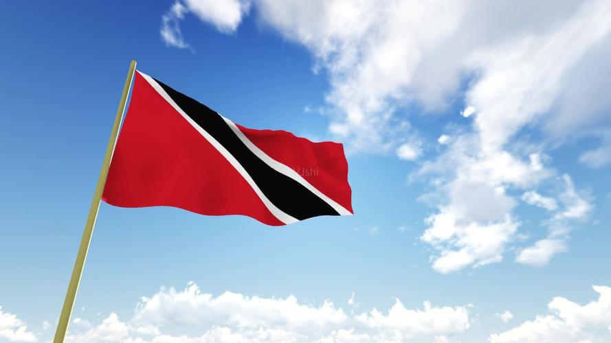 特立尼达和多巴哥国旗飘扬动态背景