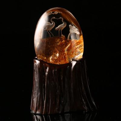 顶级天然炫彩水晶专场 288g收藏级天然水晶摆件 仙鹤 延年益寿2160