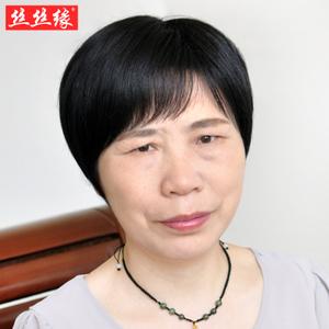老年人假发女短发黑色 中老年真发逼真短直发60岁奶奶透气全头套