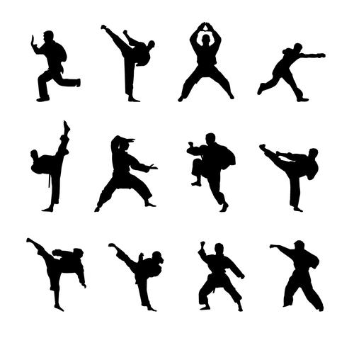 海报印制素材跆拳道展板泰拳拳道剪影矢量图写真