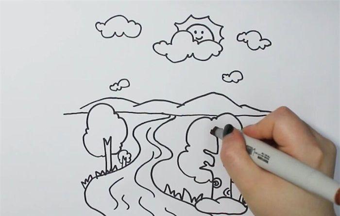 森林小溪简笔画