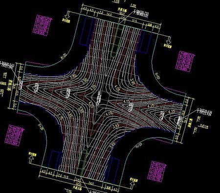 道路交叉口处的土方量怎么计算呢?如下图