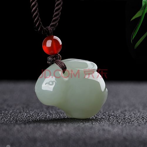 涵怡 和田玉羊脂玉白玉吊坠立体精雕兔子玉石挂件生肖