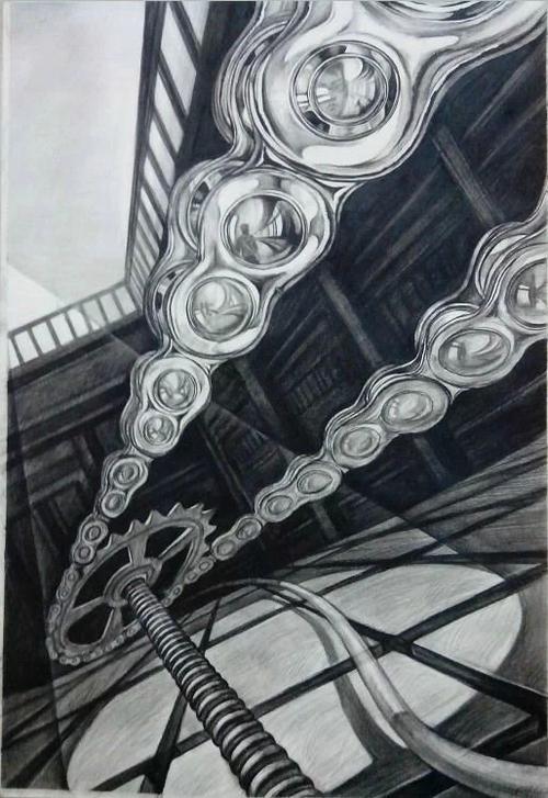 单车链|纯艺术|素描|李文轩nicky - 原创作品 - 站酷