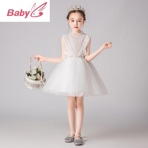 suntek女童生日礼服公主裙儿童婚纱蓬蓬纱花童婚礼小女孩钢琴演出服